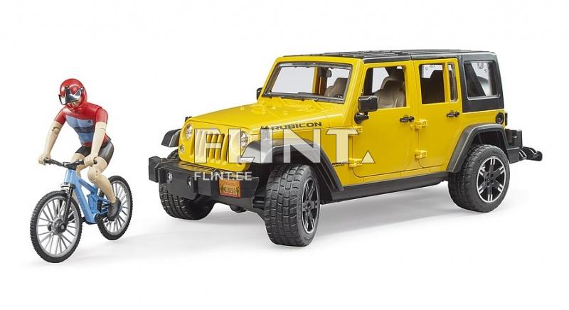 Jeep Wrangler (32,8x14,4x16,2cm) with mountain bike and cyclist Bruder