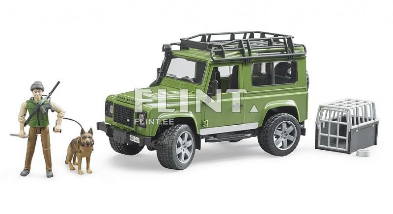 Land Rover Defender (28x13,8x15,3cm) with forest ranger and dog Bruder