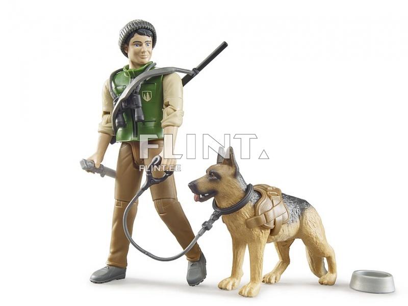 Forest ranger with dog and equipment Bruder