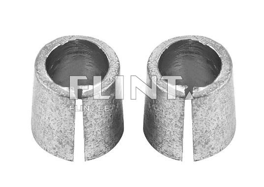 Two silver metal cones with a cutout, designed for easy installation.