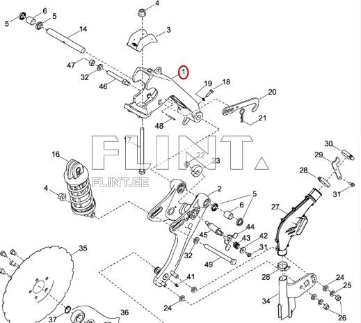 The image features a diagram of automotive parts. Prominent components include springs, gears, and various fasteners, all numbered for reference.