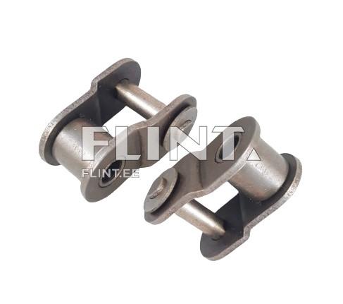 Two metal connectors featuring cylindrical components with holes for attachment.