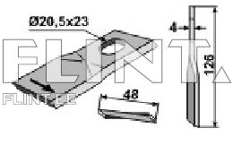 Blade Taarup,Kver, Kuhn 56110900 L (126x48x4; hole 20,5x23mm)