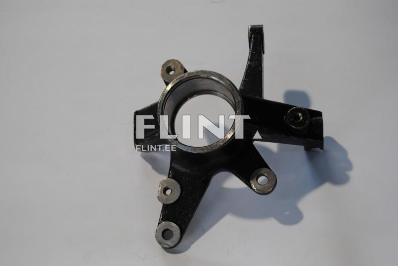 The product is a black metal component with a circular opening in the center and four mounting holes at different angles. The surface is partially polished, indicating it is likely intended for supporting mechanisms.