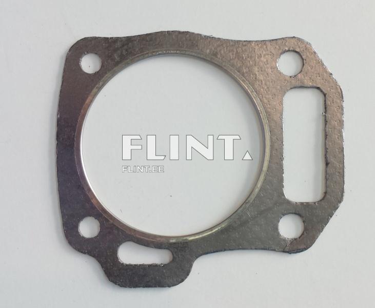 Metallist tihend, millel on ümmargune avaus keskel ja kaks väikest avamist servades. Tihendi pind on rafineeritud ja kergelt kare.