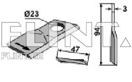 The product is a metal cutting element with a Ø23 mm hole and dimensions of 94 mm x 47 mm x 3 mm.