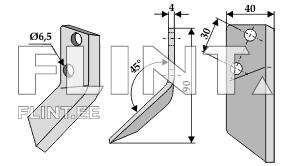 A bracket with a 45-degree angle, measuring 40 mm wide and 90 mm high. It is made of metal and features two holes with a diameter of 6.5 mm.
