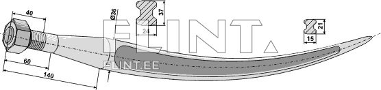 Toode on pikk ja kumer teraga, millel on keermega hinged ja mõõtmed. Teras on ülemiselt osalt kitsas ja laieneb lõpu suunas. Joonise ülemises ja alumises osas on näidatud detailide lõikeprofiilid.