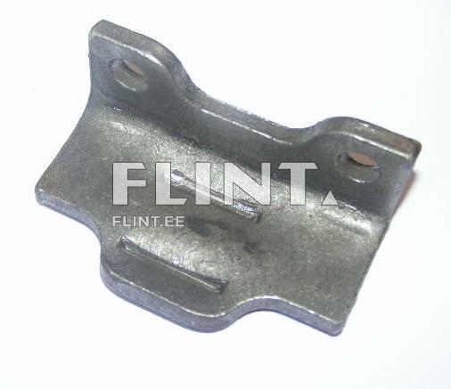 The product is a metal mounting bracket with two open holes for installation. It features straight edges and rounded corners.