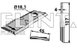 Blade KUHN/VICON 55903210 L (107x45x4; hole 18,25mm) PBL