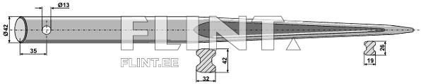 Pointed tine 1100mm (diameter 42mm, hole 13mm)