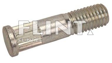 A stainless steel bolt with grooves and a flat top.