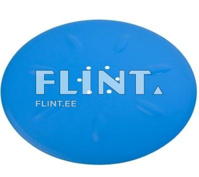 A round blue disc with six small holes in the center and six grooves evenly spaced around the circumference.