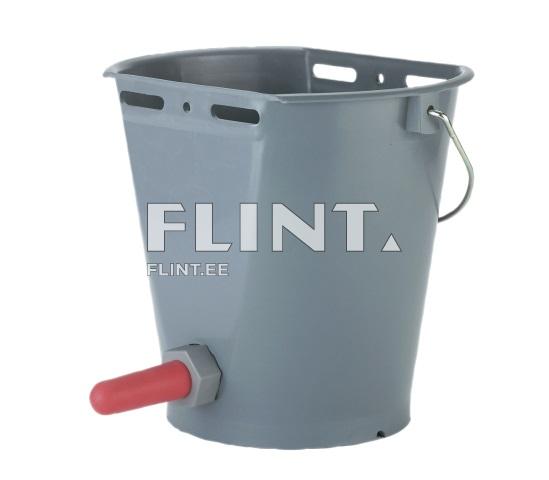 Calf feeding bucket with hygienic valve and teat 8 l