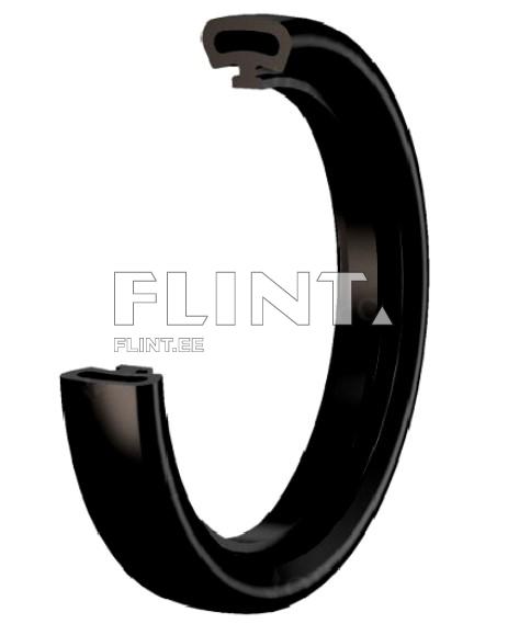 A black plastic ring with a C-shaped cross-section, featuring a smooth surface, designed for protective purposes.