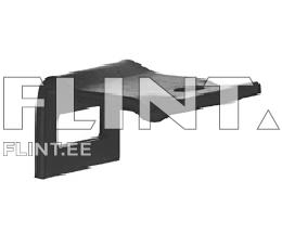 A black plastic component with a horizontal extending part and a circular hole on the upper edge.