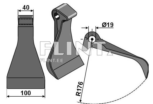 Pruning hammer (100x40mm: R176; hole 19mm) Kverneland