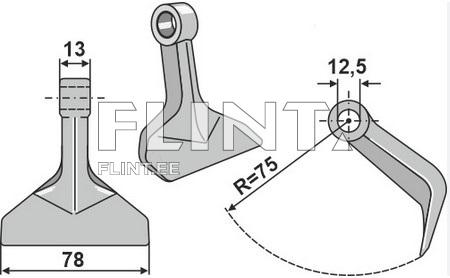 Pruning hammer (78x13; R75; hole 12,5mm)