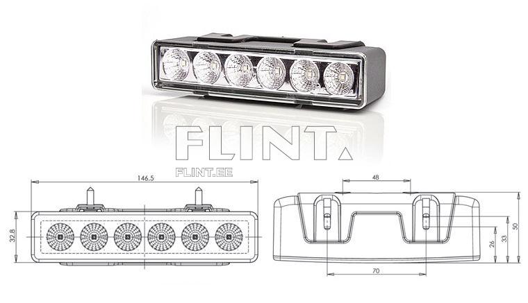 Flashing light white LED 12V/24 (147x33x50mm)