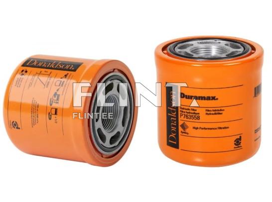 Two orange filters with a metal thread. One side is open, showcasing the internal structure. The other side features a logo and label indicating the product name and specifications.