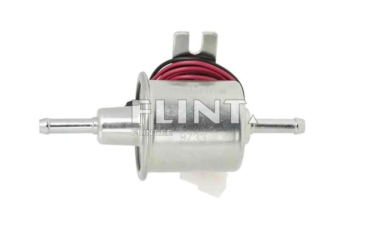 The product image shows a metal fuel pressure regulator with two hose connections and a terminal for electrical connections.