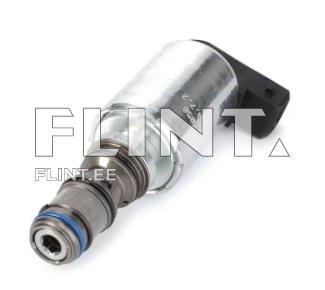 An image of a fuel injector featuring a metallic and plastic construction, with a blue gasket and an electrical connector.