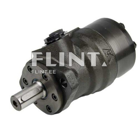 Toode on musta värvi hüdrooska pump, millel on ühtlane kuju ja metallpaneel. Tootel on kõrvuti asuvad ühendusavad ja seamise kohas näha detailne tekstuur.