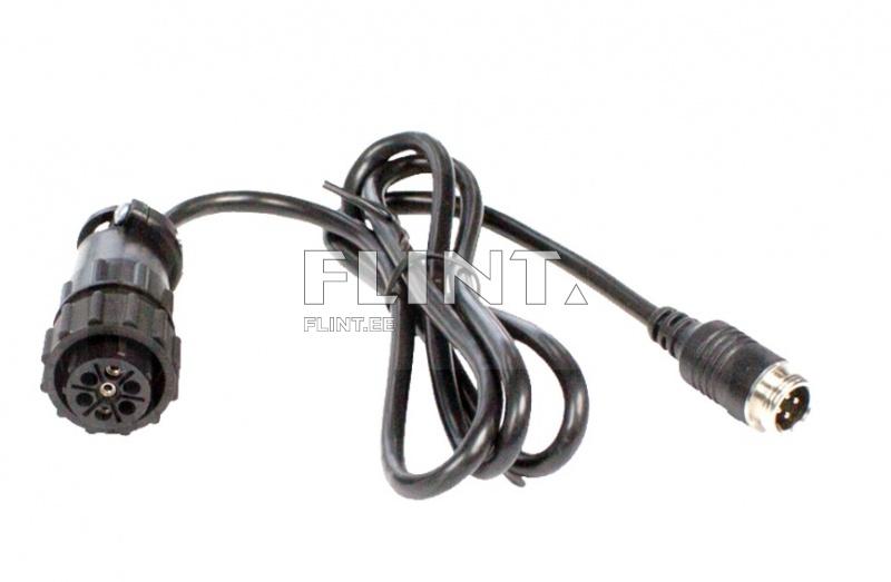 A black connector with a connection option, featuring black twisted wires, one end has a six-pin socket.
