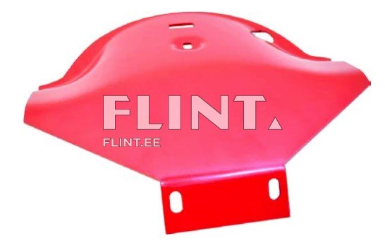 Punane, kumer metallist leht, millel on keskne auk ja küljel kaks kinnitusauku.