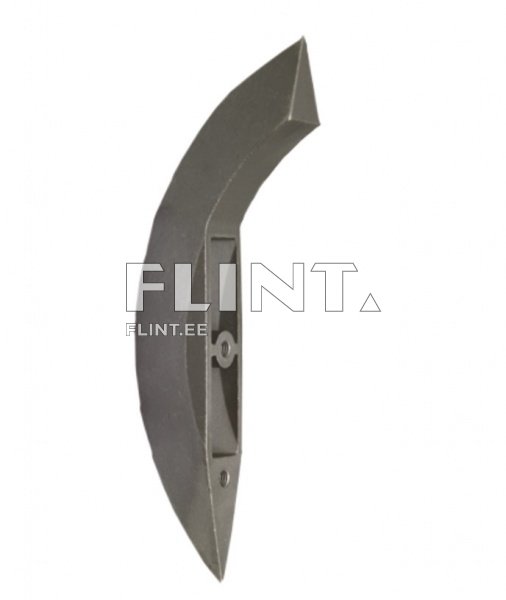 Toode on hall plastdetail, mille kuju on kaarjas ja terav. Sellel on keskne auk, mis võimaldab kinnitamist. Detaili pind on sile ja ühtlane.