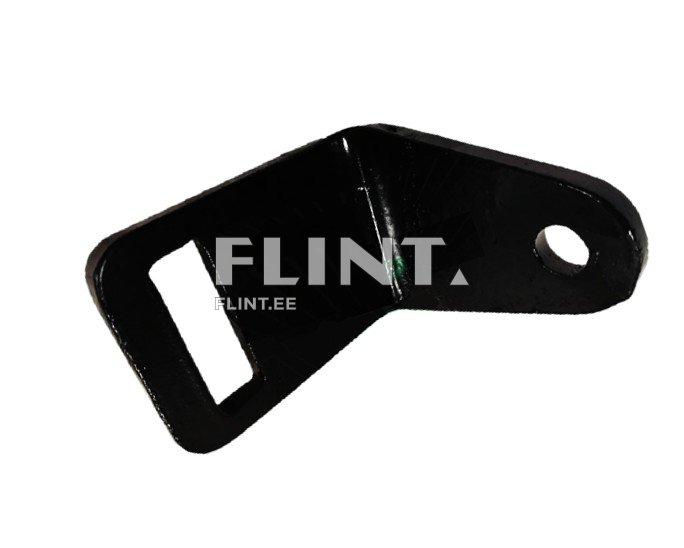 Tume must metallist kinnitus, millel on avaus ja sirge lõpp. Kinnitus on nurgas painutatud ja sellel on ümmargune ava ühes otsas.