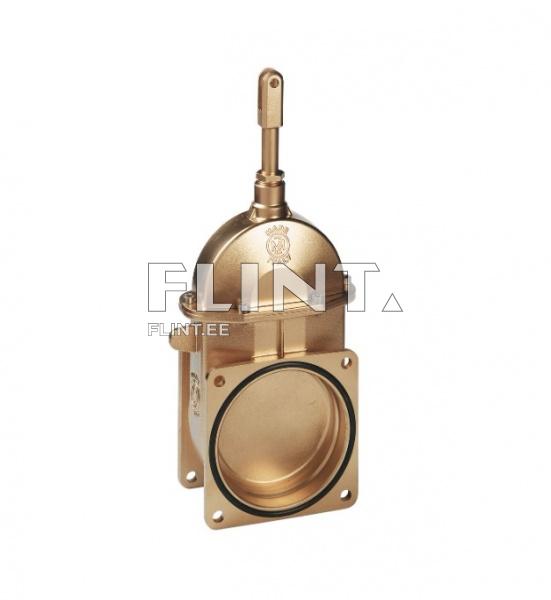 The product is a golden-colored valve featuring a rounded top and a central cylinder. A lever is mounted on top with a small knob for operation.