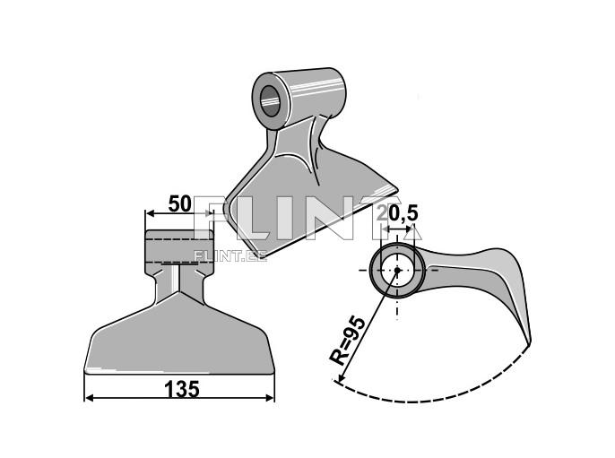 Pruning hammer (135x50; R95; hole 20,5mm) Berti
