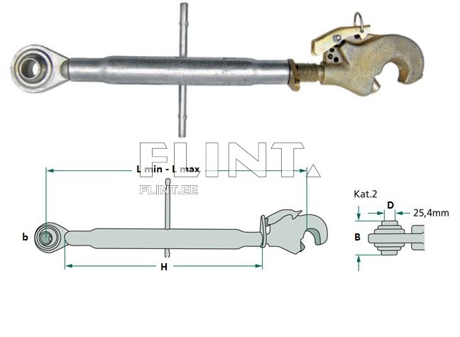 Toode on metallist klambrid, mida kasutatakse haakimiseks ja kinnitamiseks. Ülal on tühipaal rippuva konksuga, mis asub vasakul, ja muud struktuurilised detailid, sealhulgas vahepealne tugikepp. All on tehnilised joonised ja mõõtude näidised.