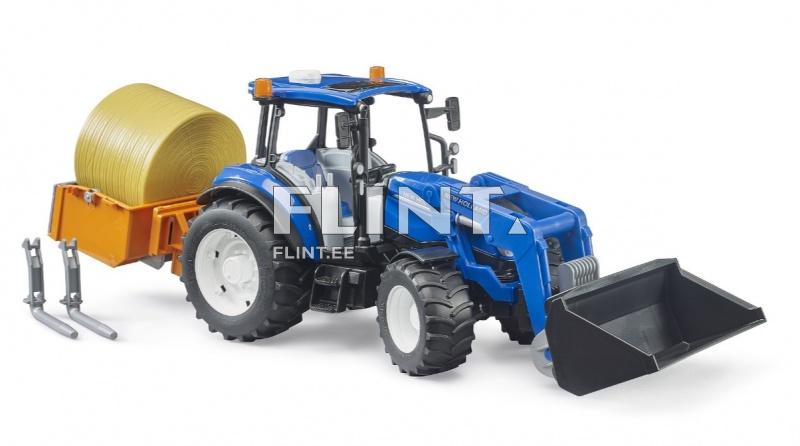 Tractor New Holland T5.120 (45x12,5x19,5 cm) + front loader + dump box and forks Bruder