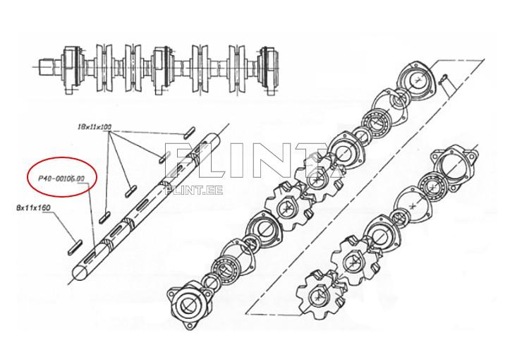 Drive shaft PTU-17 (L=2245; 60mm) 17t