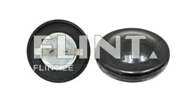 Mustast plastmassist valmistatud ümmargune objekt, mille keskel on metallist klemmid.