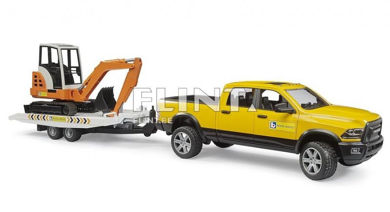 Dodge RAM 2500 (40x17x15cm) + trailer with excavator Bruder