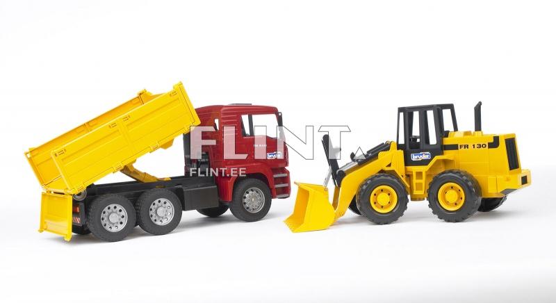 Lorry MAN TGA (41,5x17,5x21,5cm) + loader FR130 (40x15,3x18,2cm) Bruder