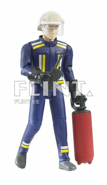Firefighter with helmet, gloves and accessories Bruder