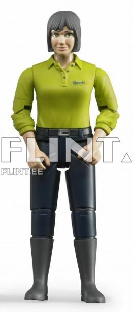 Naisfiguur tumesiniste pükstega Bruder