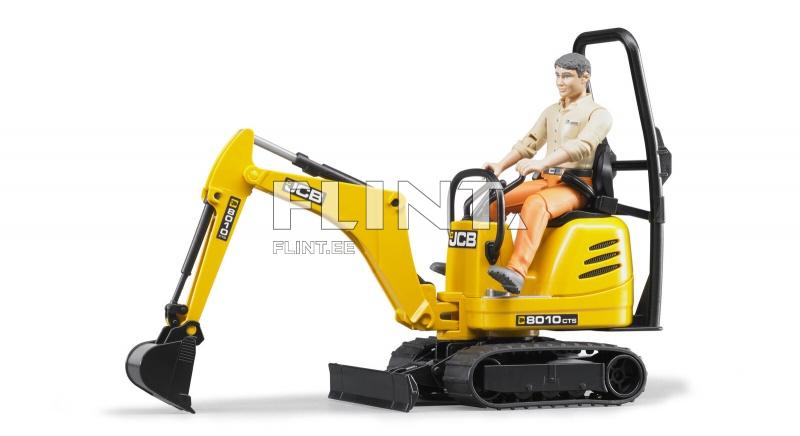 Micro excavator JCB 8010 CTS + driver (13,5x6,3x13,5cm) Bruder