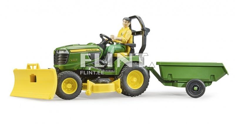 Mower John Deere X949 with trailer and worker Bruder