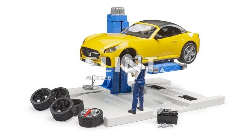 Car service workshop set with Roadster (40,5x12x14,5cm) Bruder