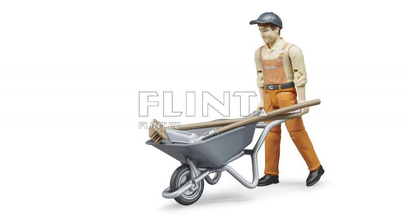 Worker with wheelbarrow Bruder