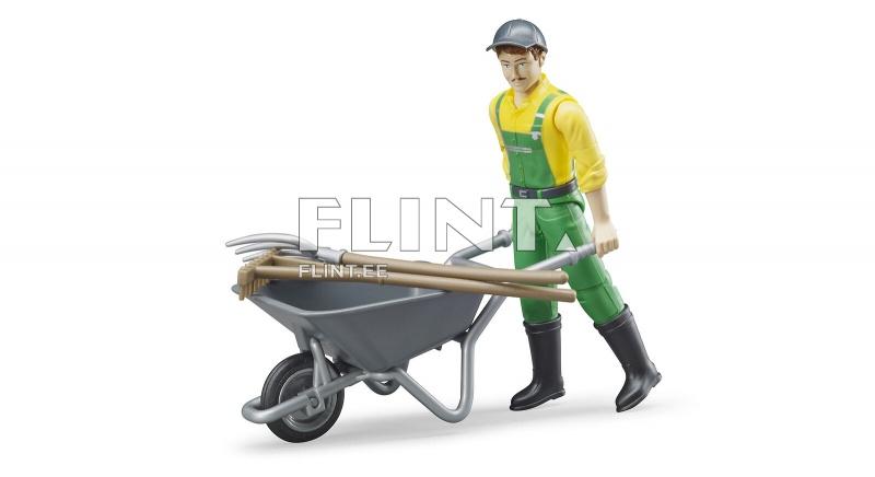 Farmitööline käruga Bruder