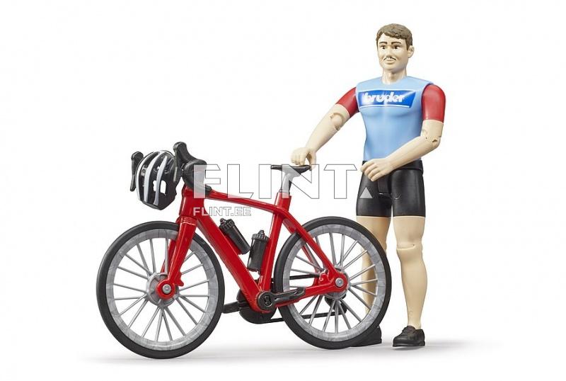 Racing bicycle with cyclist Bruder