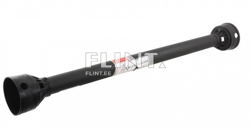 Toode on musta plastmaterjalist toru, mille kummipinnad on ühes otsas. Toru keskel on valge silt, millel on toote nimi ja logo.