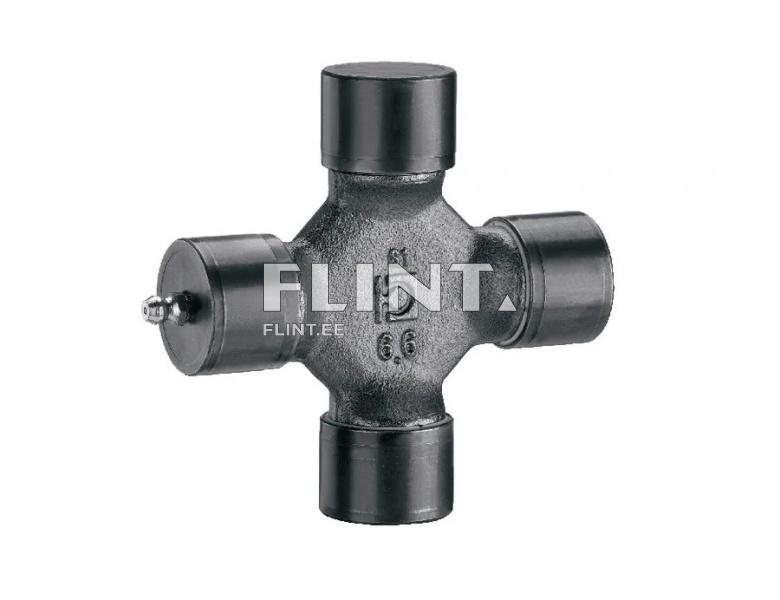 The product is a black metal cross-shape with four cylindrical ends and a central section displaying a logo or numbers.