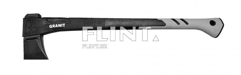 An axe designed for cutting, featuring a black metal blade. The handle is black with soft grips for better handling. The brand name 'GRANIT' is visible on the upper part of the axe.